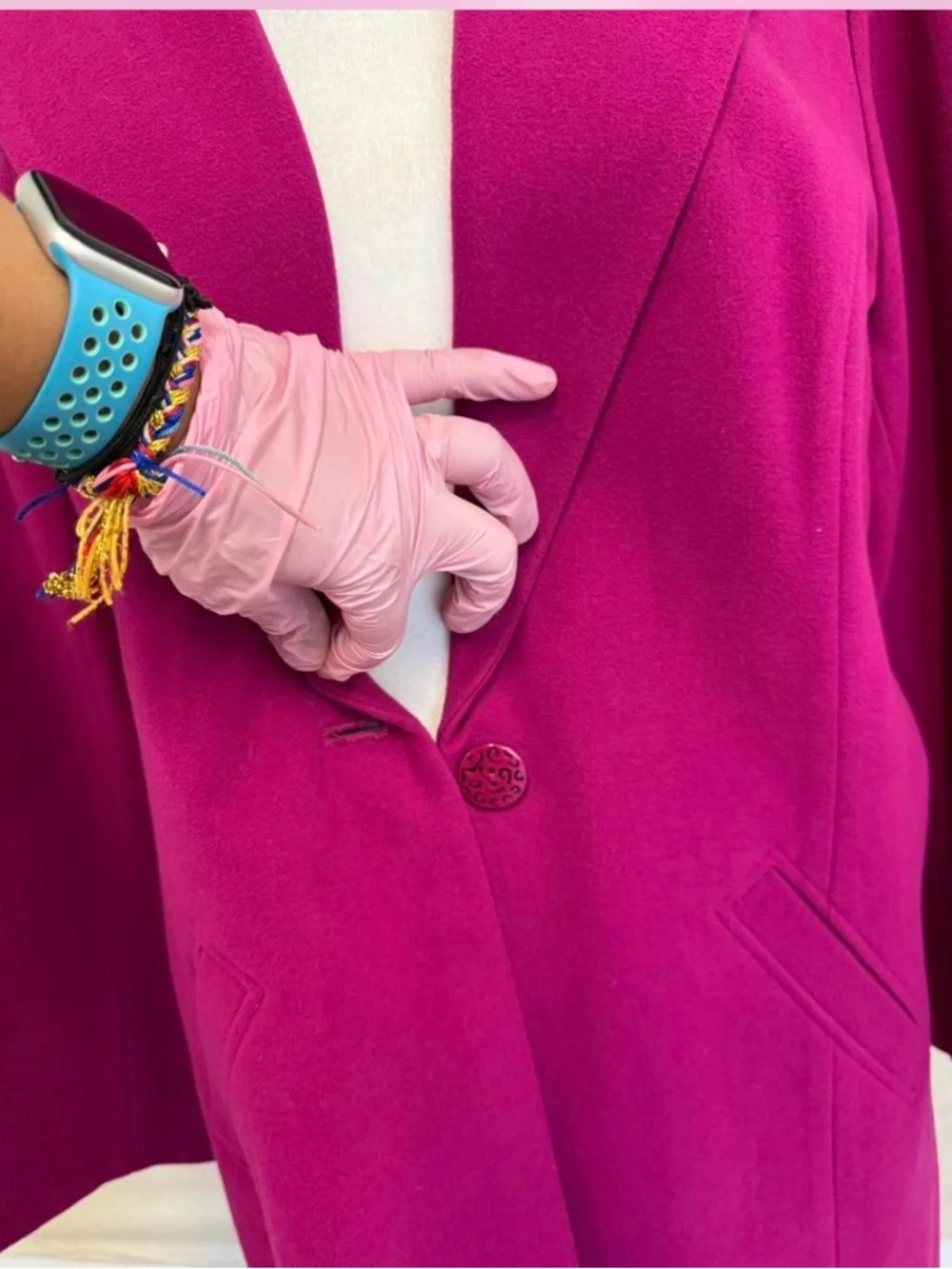 Chico's Vibrant Fuchsia Single-Button Trench Coat - Picture 5 of 8